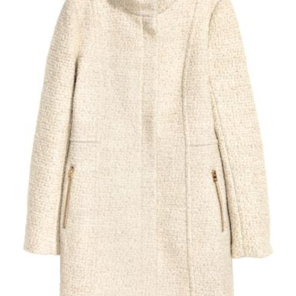 H&M Beige Short wool-blend coat- Size 10 - Picture 1 of 8